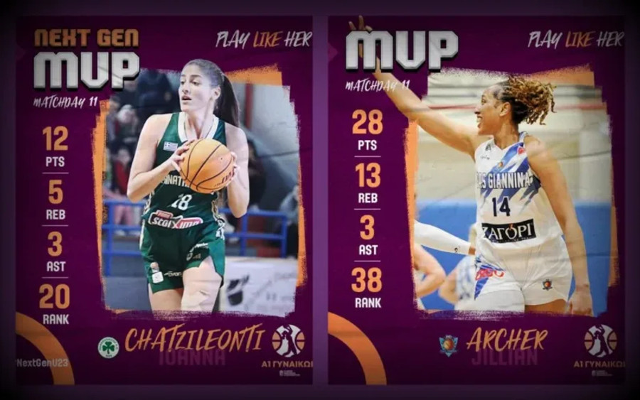 Α1 Γυναικών: MVP η Άρτσερ, MVP Next Gen η Χατζηλεοντή