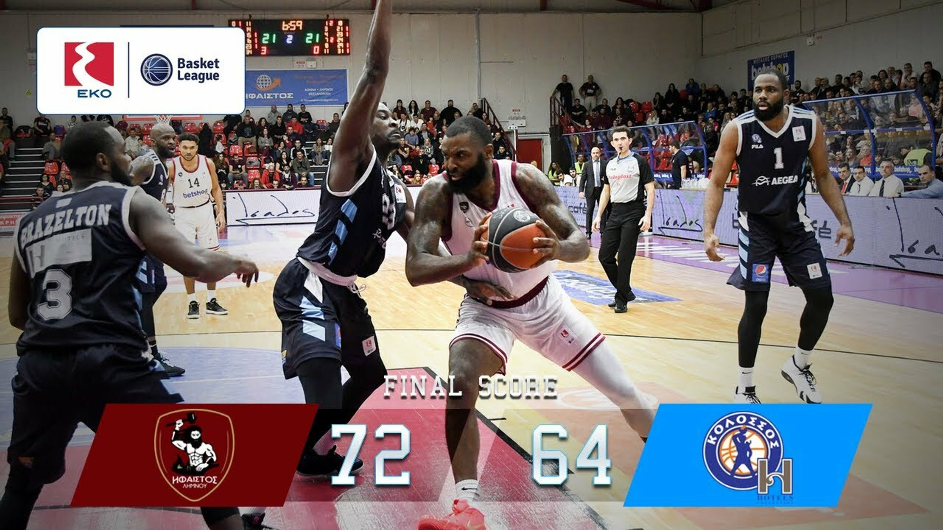 Τα highlights του Ήφαιστος Λήμνου - Κολοσσός H Hotels 72-64 (vid)
