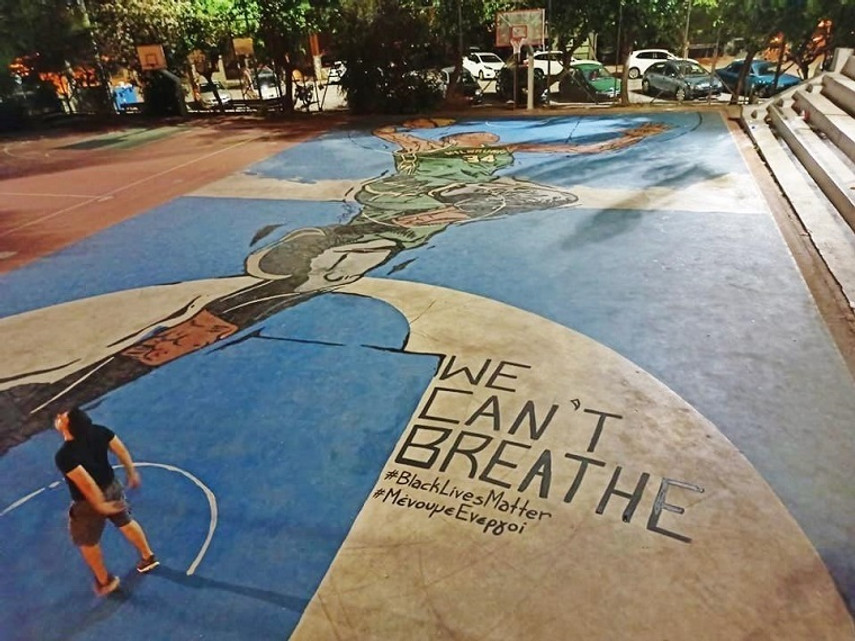 Σεπόλια: &quot;We can&#039;t breathe&quot; στο γήπεδο με το γκράφιτι του Αντετοκούνμπο (pic)