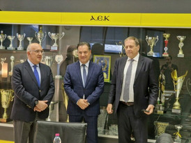 ΑΕΚ: Άδωνις Γεωργιάδης και Μ. Παπαδόπουλος στο Olympic Hall των Άνω Λιοσίων