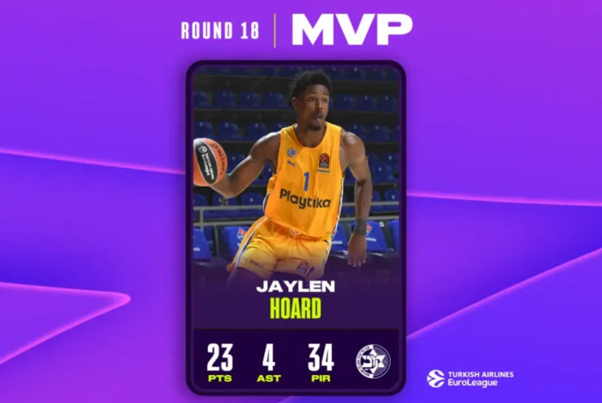 Ο Χoρντ της Μακάμπι MVP της 18ης αγωνιστικής
