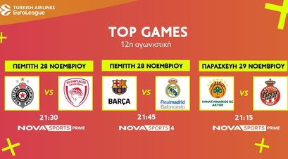 Novasports: Οι μεταδόσεις των αγώνων Κλουζ-Άρης, Παρτιζάν-Ολυμπιακός, Παναθηναϊκός-Μονακό