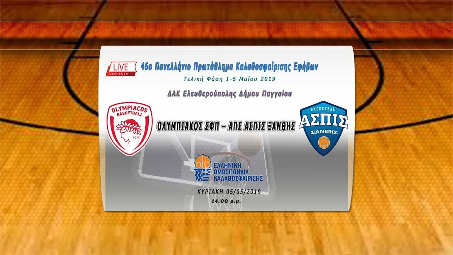 LIVE STREAMING το ματς τίτλου του Ολυμπιακού με την Ασπίδα Ξάνθης στο Πανελλήνιο Εφήβων (14:00)