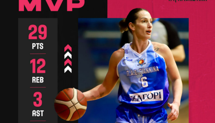 Α1 Γυναικών: MVP η Σαρηγιαννίδου του ΠΑΣ Γιάννινα