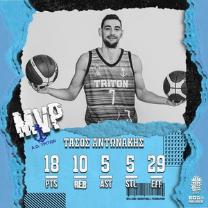 Α2 Ανδρών: Ο Τάσος Αντωνάκης MVP της 9ης αγωνιστικής