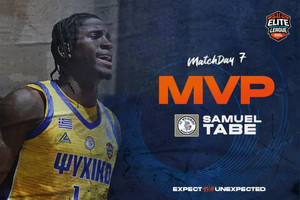 Elite League: MVP της έβδομης αγωνιστικής ο Τάμπε - Οι κορυφαίοι των αριθμών
