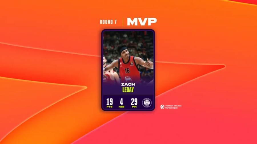 Euroleague: MVP της 7ης αγωνιστικής ο Ζακ ΛεΝτέι