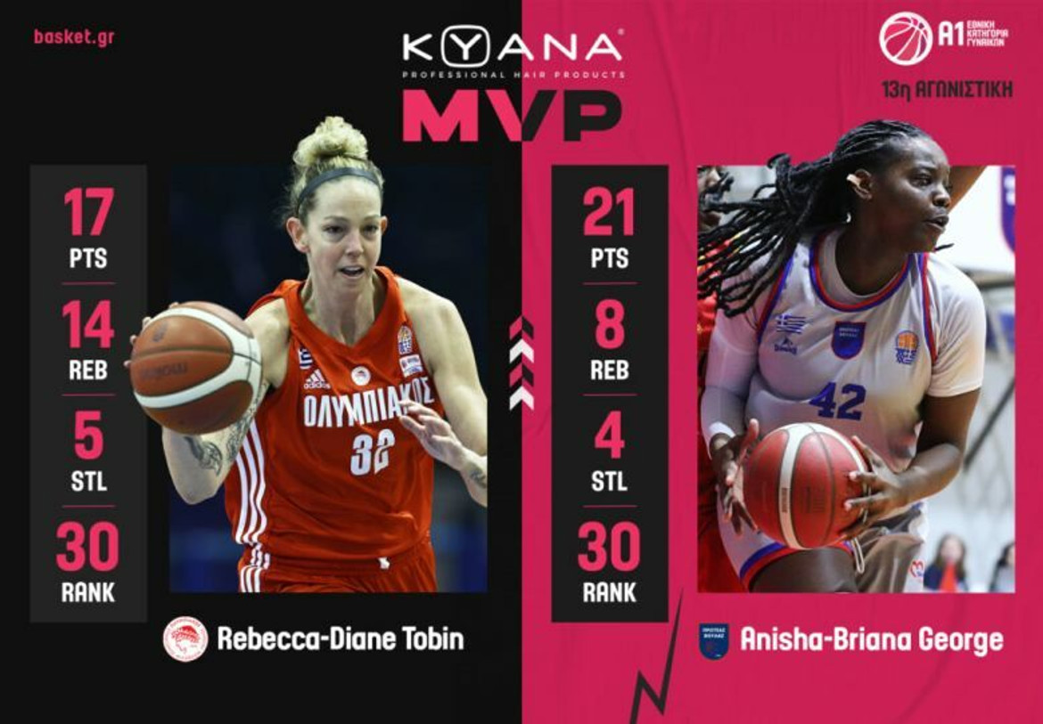 Δύο οι MVP στην Α1 Γυναικών - Οι κορυφαίες της στατιστικής