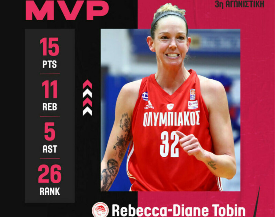 Α1 Γυναικών: H Ρεμπέκα Τόμπιν MVP της 3ης αγωνιστικής