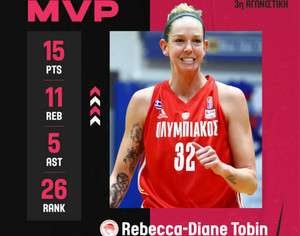 Α1 Γυναικών: H Ρεμπέκα Τόμπιν MVP της 3ης αγωνιστικής