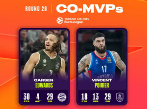 EuroLeague: Σε Έντουαρντς-Πουαριέ το MVP της 28ης αγωνιστικής